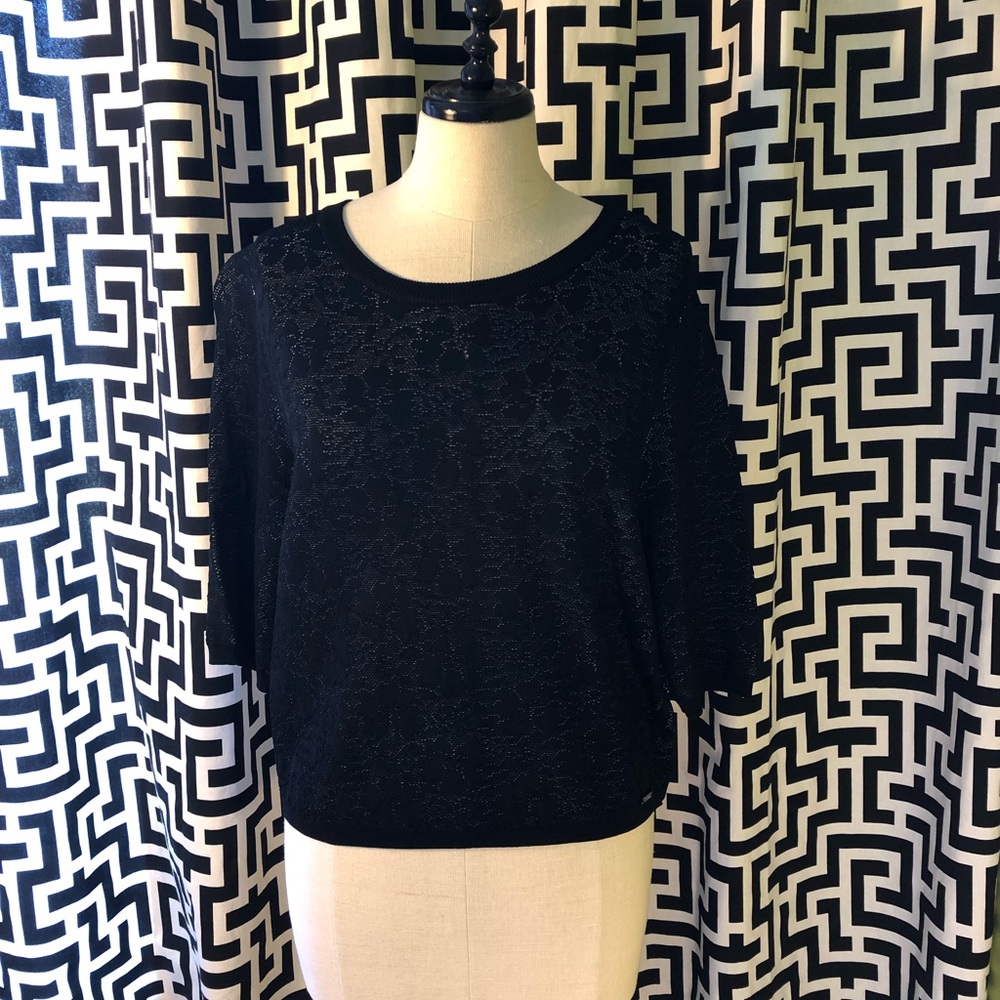 Black jacquard cropped sweater
